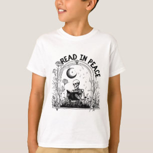 平和読中不気味の先生スケルトンブックHa Tシャツ