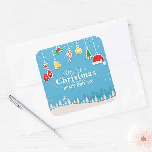 平和賛美と喜びのクリスマスとともに |シール スクエアシール (封筒)