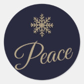 平和雪の結晶ホリデーラウンドステッカー ラウンドシール (正面)