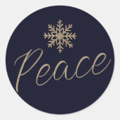 平和雪の結晶ホリデーラウンドステッカー ラウンドシール (正面)