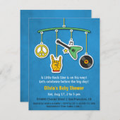 平和音楽ギターのロックンロールの男の赤ちゃんのシャワー 招待状 (正面/裏面)