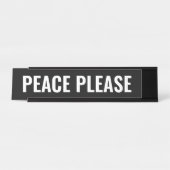 平和願い白黒おもしろいモダンカスタム文字 デスクネームプレート (正面)