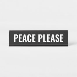 平和願い白黒おもしろいモダンカスタム文字 デスクネームプレート