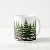 平和飾な森の中のクリスマスツリー コーヒーマグカップ (正面右)