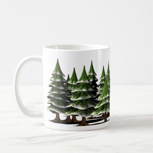 平和飾な森の中のクリスマスツリー コーヒーマグカップ (左)