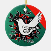 平和鳩حمامة السلام：戦争なし、平和のみ セラミックオーナメント (正面)