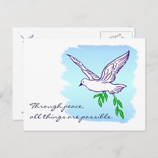 平和鳩のカスタムな引用文の芸術の郵便はがき ポストカード (正面/裏面)