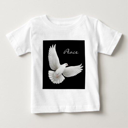 平和鳩の乳児のTシャツ ベビーTシャツ (正面)