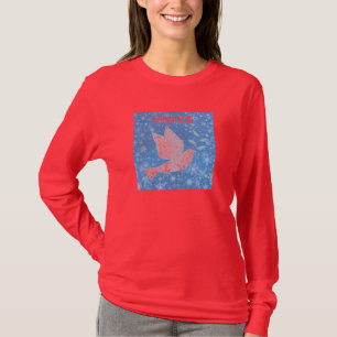 平和鳩の長袖のクリスマスのワイシャツ Tシャツ