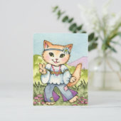 平和 – かわいいヒッピー60s猫芸術 ポストカード (スタンド正面)