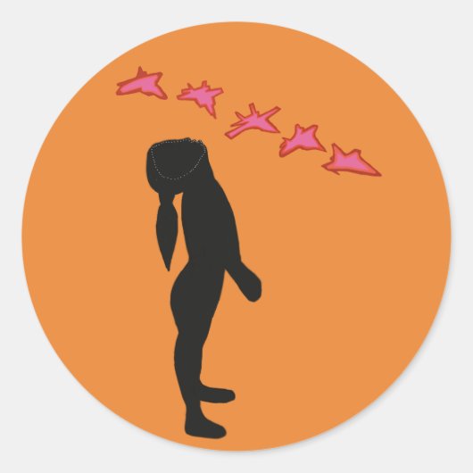 平和、もはや戦争のラウンドクラシックステッカー、光沢 ラウンドシール (正面)