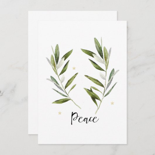 平和，オリーブの葉，クリスマス，休日，水彩， 招待状 (正面/裏面)