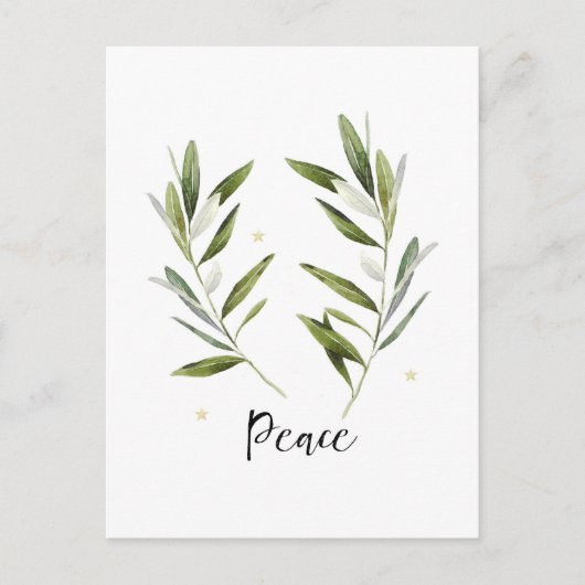 平和，オリーブの葉，クリスマス，祝日，水彩， 案内ポストカード (正面)