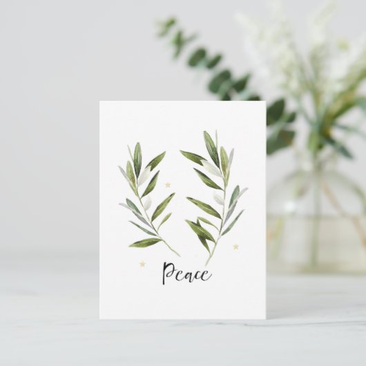 平和,オリーブの葉,クリスマス,祝日,水彩, 案内ポストカード (スタンド正面)