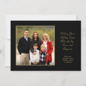 平和。シンプル黒エレガント色と金ゴールド写真 シーズンカード (裏面)