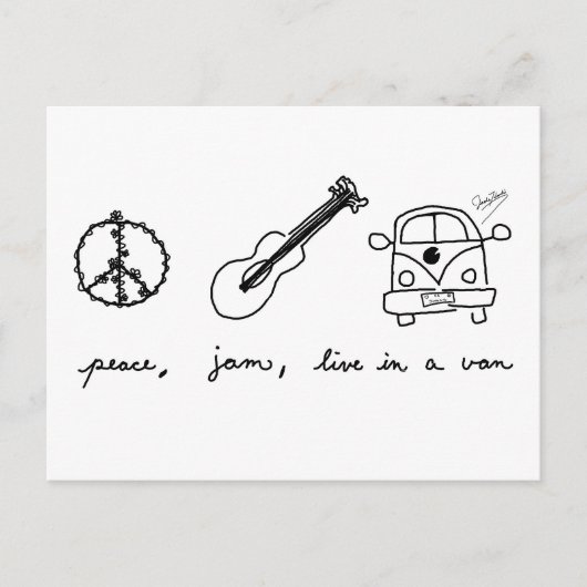 平和、ジャム、ファンで生きる ポストカード (正面)