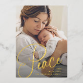 平和 |スクリプエレガントトとフォトクリスマス 箔シーズンカード (正面)