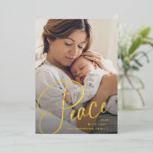 平和 |スクリプエレガントトとフォトクリスマス 箔シーズンカード (立ち正面)