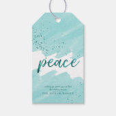 平和 |ティール（緑がかった色）水彩クリスマス ギフトタグ (正面)