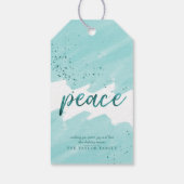 平和 |ティール（緑がかった色）水彩クリスマス ギフトタグ (裏面)
