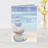 平和，バランスの取れた岩，海辺，挨拶の変更 カード (黄色い花)