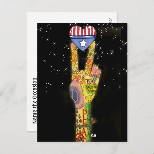 平和,パーティー,ビクトリー米国招待状- SRF インビテーションポストカード (正面/裏面)