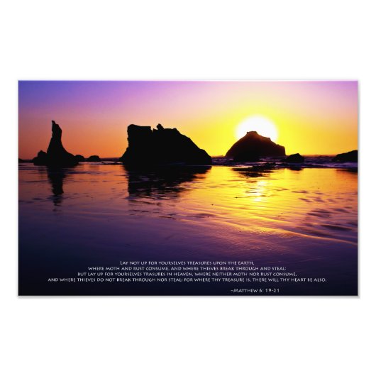 平和 – マタイ6: 19-21 フォトプリント            (正面)