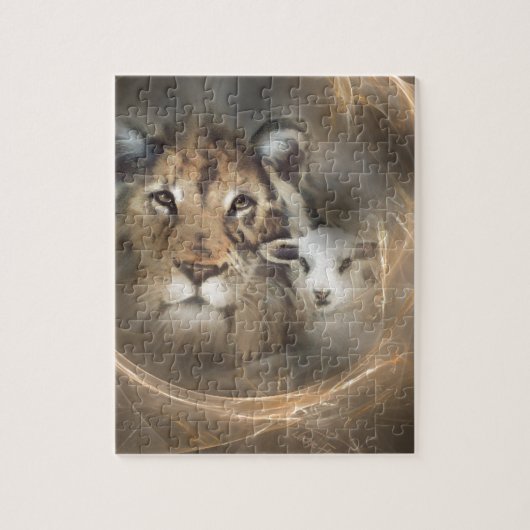 平和"ライオンの子ヒツジ"の宗教christionのギフトイエス・キリスト ジグソーパズル (縦)