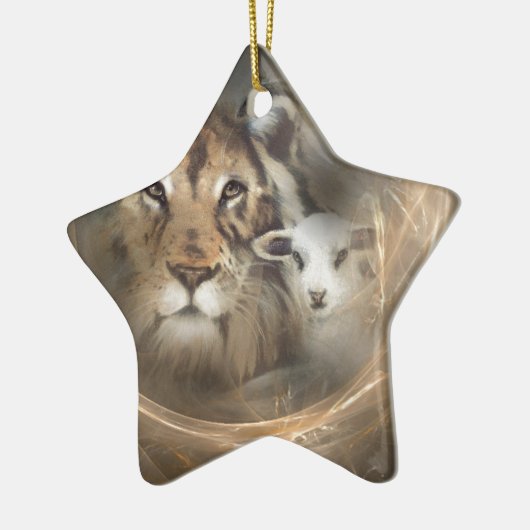 平和"ライオンの子ヒツジ"の宗教christionのギフトイエス・キリスト セラミックオーナメント (左)