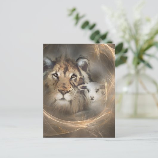 平和"ライオンの子ヒツジ"の宗教christionのギフトイエス・キリスト ポストカード (スタンド正面)