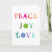 平和、喜びおよび愛休日のクリスマスカード シーズンカード (正面)