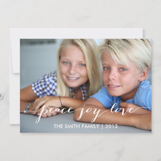 平和、喜び、ラブホリデーの写真カード |青 シーズンカード (正面)