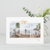 平和 喜び 希望 現代的なスクリプト ミニマル写真 シーズンカード (スタンド正面)