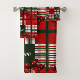 平和、喜び、愛、クリスマスパーソナライズされた バスタオルセット