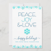 平和 喜び 愛 ターコイズ 雪の結晶 タイポグラフィー 太字 シーズンカード (正面)