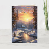 平和 喜び 愛 冬の雪 松の森 川 シーズンカード (正面)