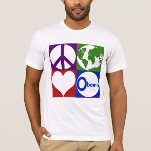 平和、地球、愛、オバマのTシャツ Tシャツ