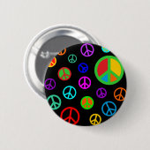 平和-多彩平らなパターン + あなたのbackgr. 缶バッジ (正面&裏面)