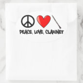 平和、愛およびクラリネット 楕円形シール (バッグ)