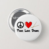 平和、愛およびドラム 缶バッジ (正面&裏面)