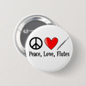 平和、愛およびフルート 缶バッジ (正面&裏面)