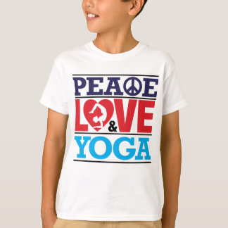 平和、愛およびヨガのワイシャツ Tシャツ