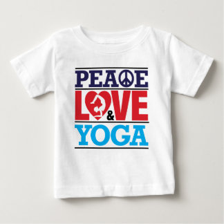 平和、愛およびヨガ ベビーTシャツ