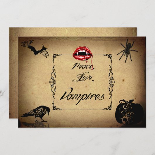 平和、愛および吸血鬼のハローウィンパーティ 招待状 (正面/裏面)