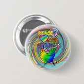 平和、愛および鶏 缶バッジ (正面&裏面)