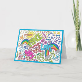 平和、愛と喜びのレトロなスタイル、あなたの言葉の内側 サンキューカード