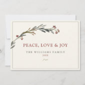 平和 愛と喜び 赤い実 緑の葉 シーズンカード (正面)