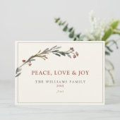 平和 愛と喜び 赤い実 緑の葉 シーズンカード (スタンド正面)