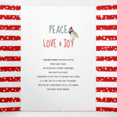 平和 愛と喜び、赤い木と飾り 三つ折りクリスマスカード (内部中)