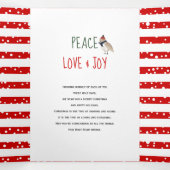 平和 愛と喜び、赤い木と飾り 三つ折りクリスマスカード (内部中)